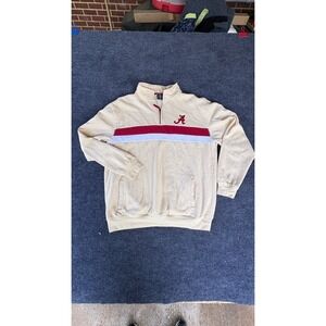 Colosseum Alabama Crimson Tide Mens XL Quarter Zip Pullover Cream Stripe Fleece